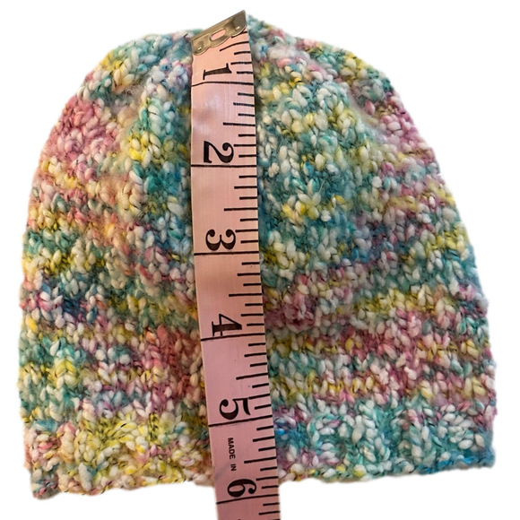 Hand knit baby beanie rainbow Color - Picture 2 of 4
